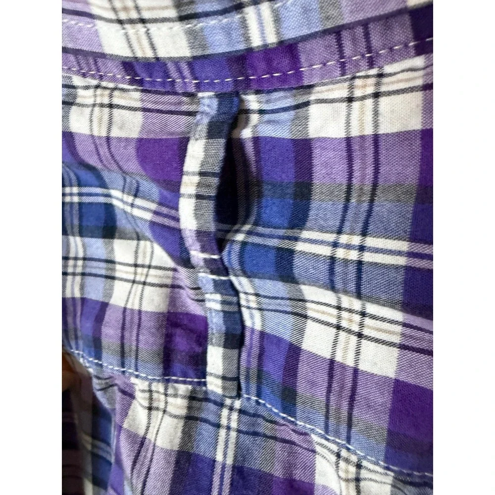 Banana Republic Soft Wash Plaid Button Down Shirt Mens XL Purple Long Sleeve